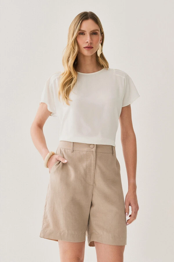 Blusa Manga Morcego Ombro Nervuras Quadruple