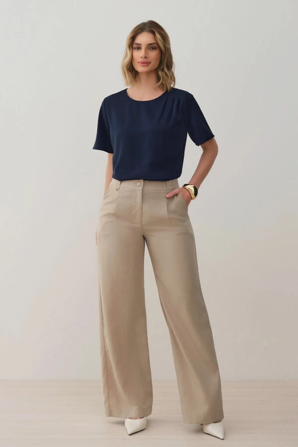 Blusa Assimétrica Ombro Esquerdo Pregas Triple