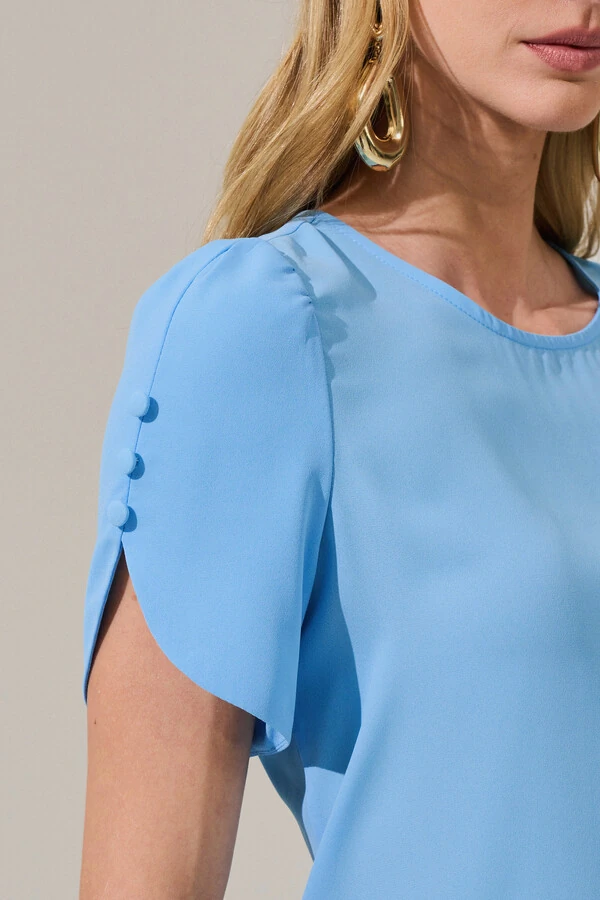 Blusa Manga Mini Botões Forrados Triple