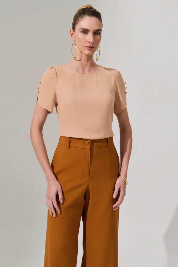 Blusa Manga Mini Botões Forrados Triple