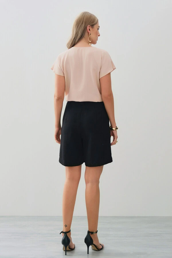 Blusa Manga Morcego Decote V Recorte