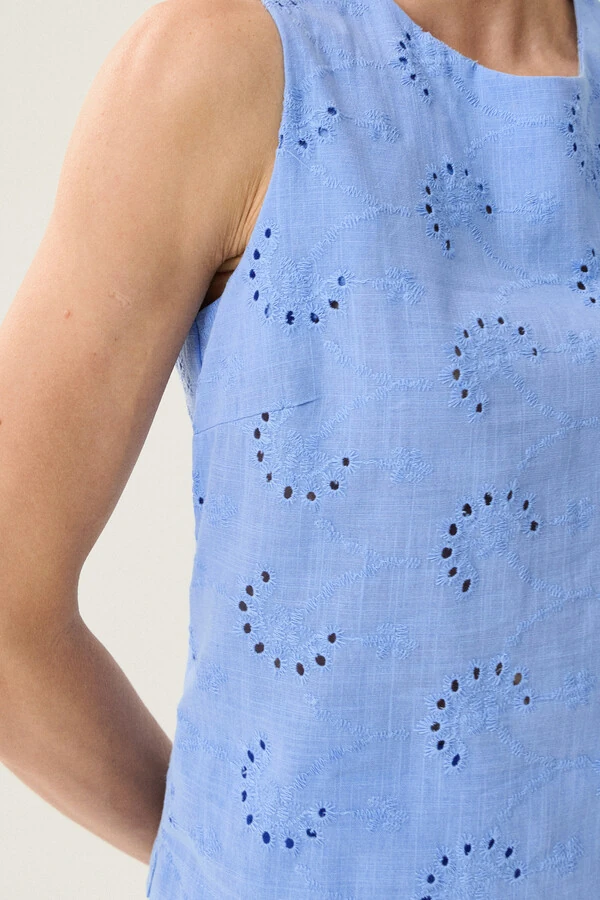 Conjunto de Laise de Algodão de Blusa regata Crop e Calça Reta