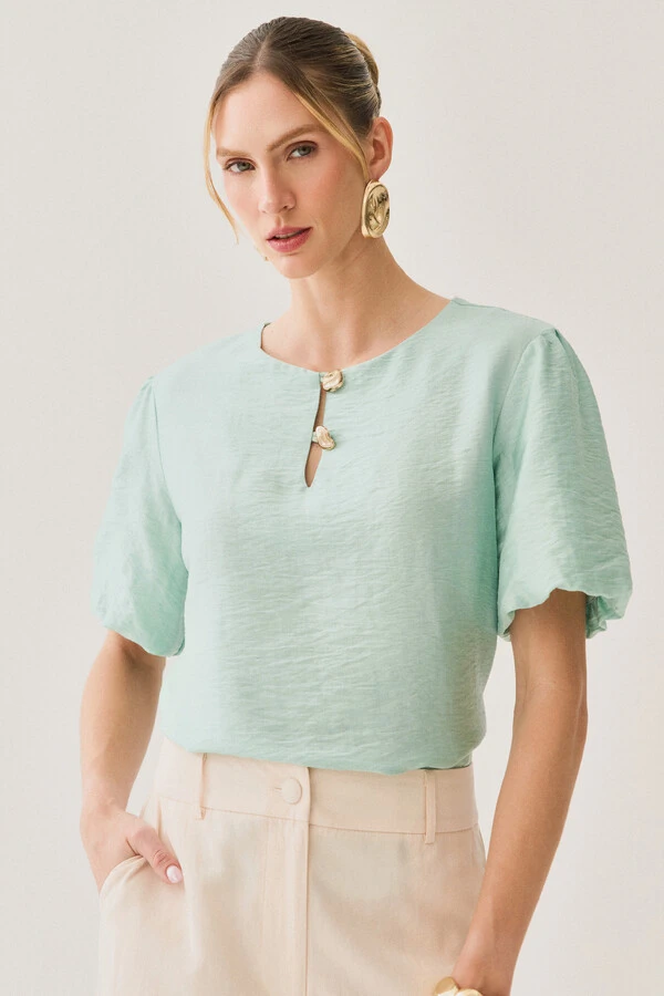 Blusa Manga Balonê Gold Double