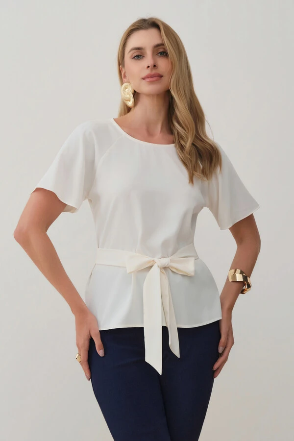 Blusa Manga Raglan Cinto Embutido