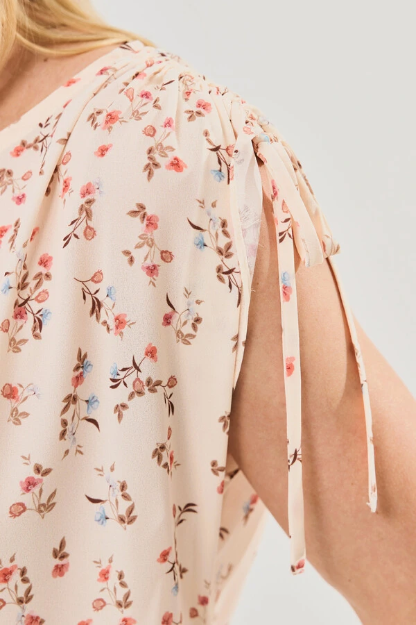 Regata Ombro Amblo Laço Puxante Floral