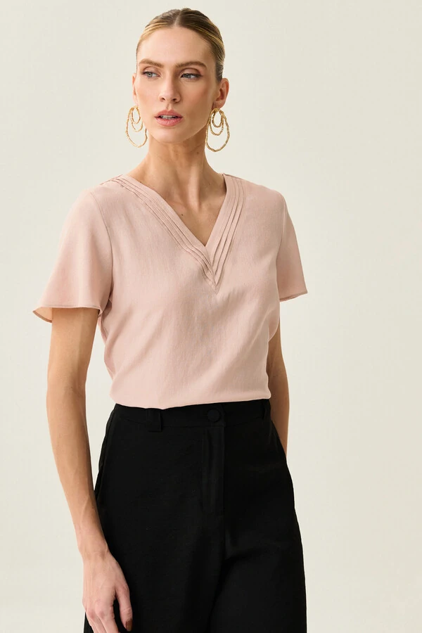 Blusa Decote V Preguinhas Triple