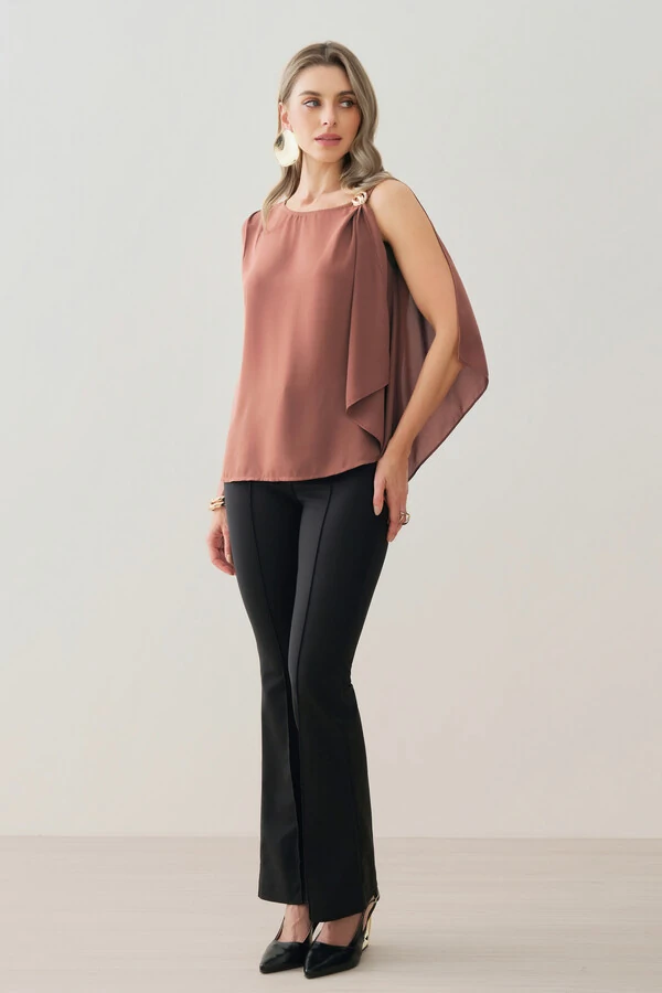 Regata Assimétrica Ombro Esquerdo Faixa Gold