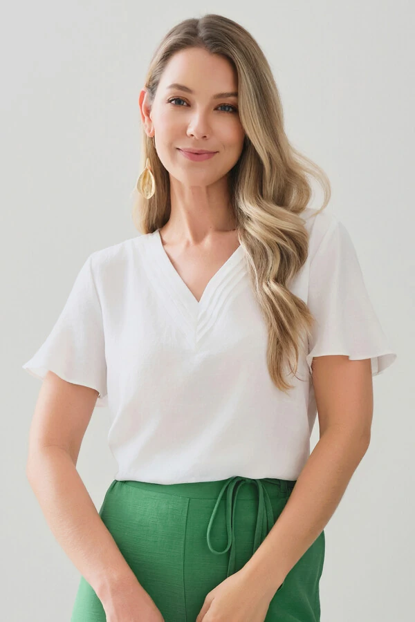 Blusa Decote V Preguinhas Triple