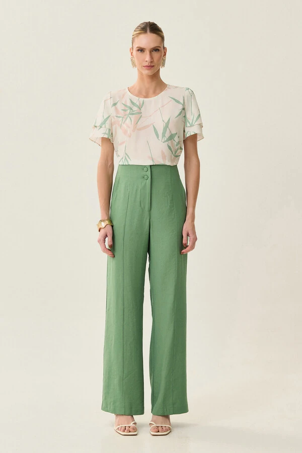 Blusa Folhagem Manga Dupla