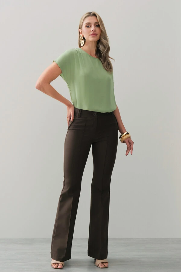 Blusa Manga Morcego Ombro Pregas Double
