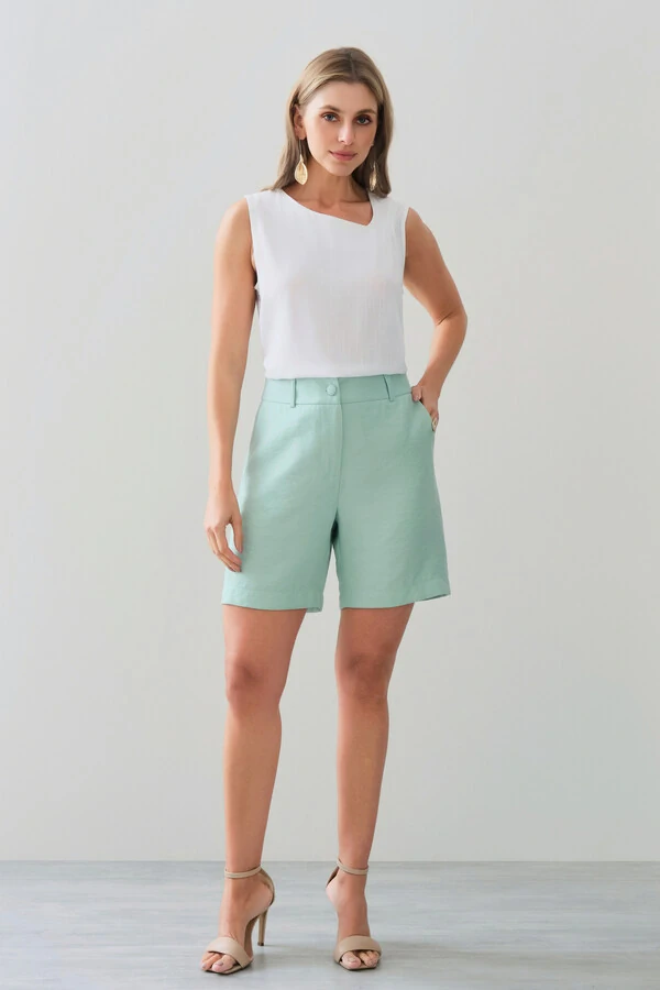 Regata Assimétrica Decote V Ombro Pregas