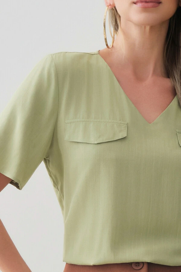 Blusa Decote V Abas