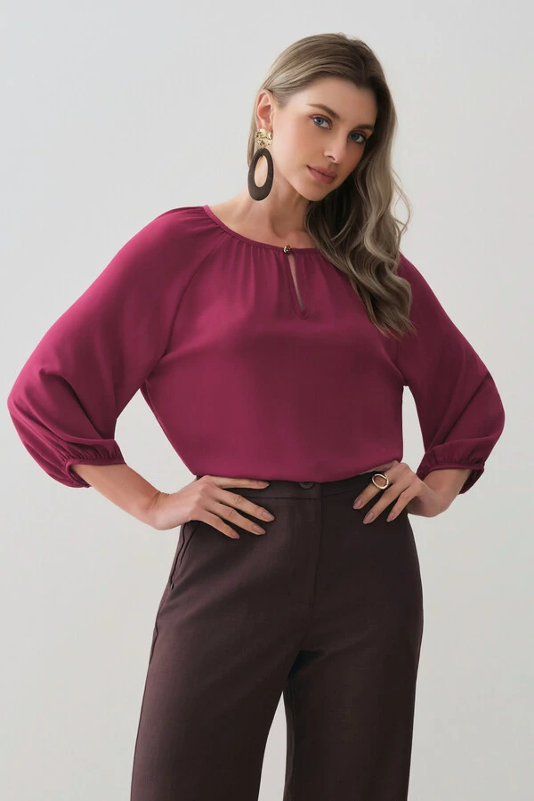 Blusa Manga 3/4 Raglan Decote Gota Gold