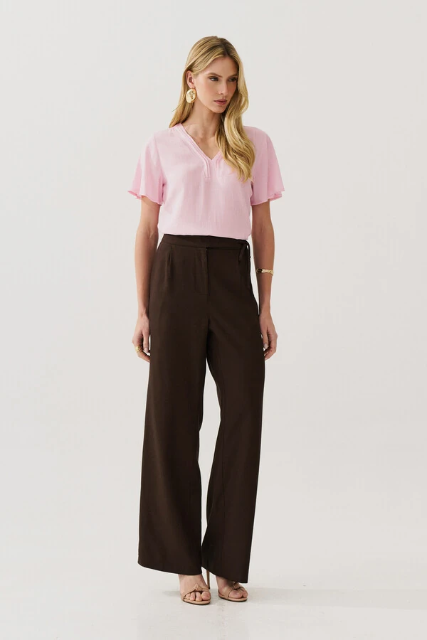 Blusa Decote V Pregas