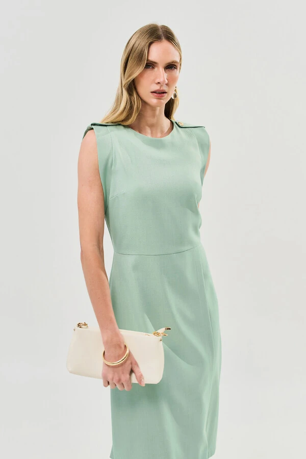 Vestido Midi Regata Transpassada Ombro Martingale Gold