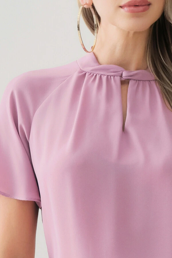 Blusa Manga Ralgan Gola Baixa Torcida Decote Gota Franzido