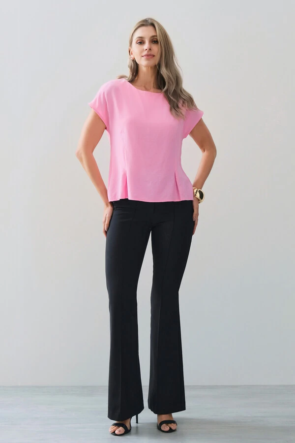 Blusa Acinturada Manga Morcego Pregas