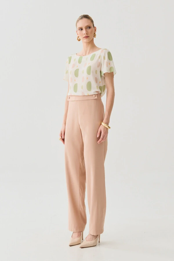 Blusa Abstrata Decote Canoa