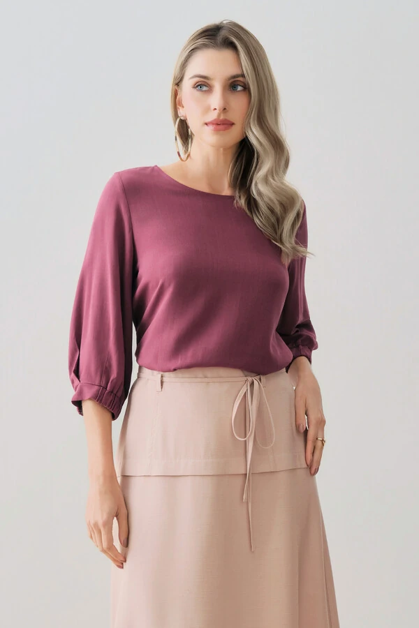 Blusa Manga 3/4 Elástico Pregas