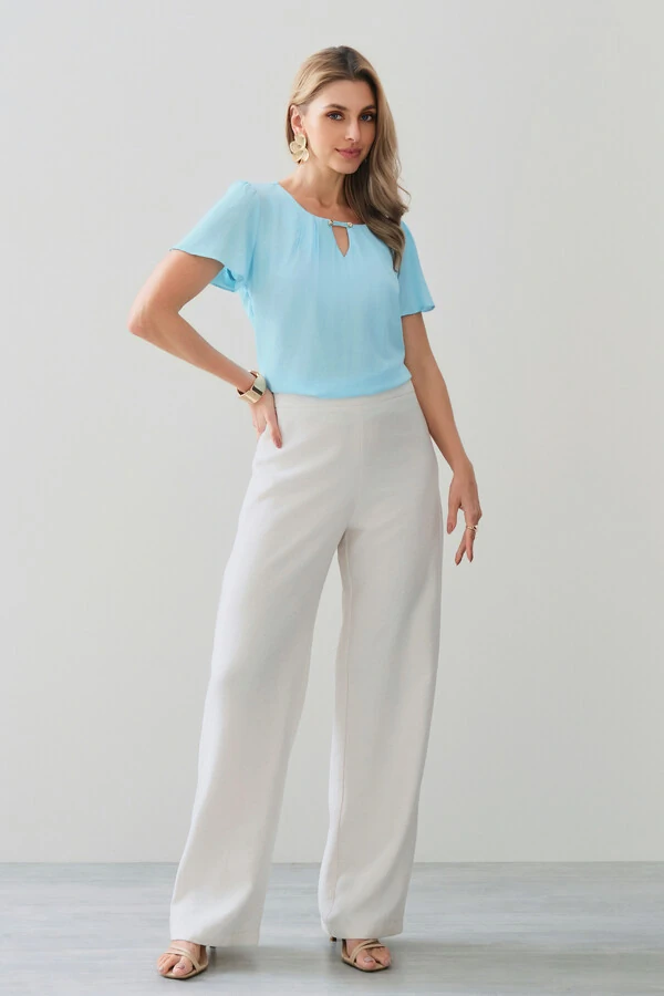 Blusa Decote Vazado Pregas Gold Double