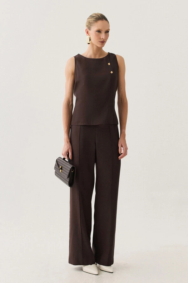 Conjunto de Regata Prega Gold Double e Calça Reta Nervura