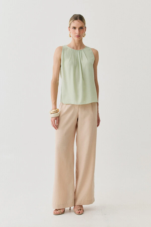 Pantalona Passante Double Prega Botão Forrado