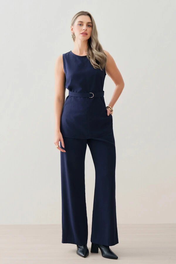 Conjunto de Alfaiataria de Regata Recorte Cinto Fivela