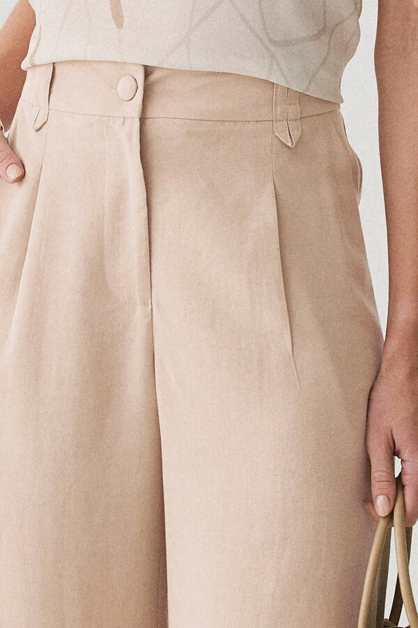 Pantalona Passante Double Prega Botão Forrado