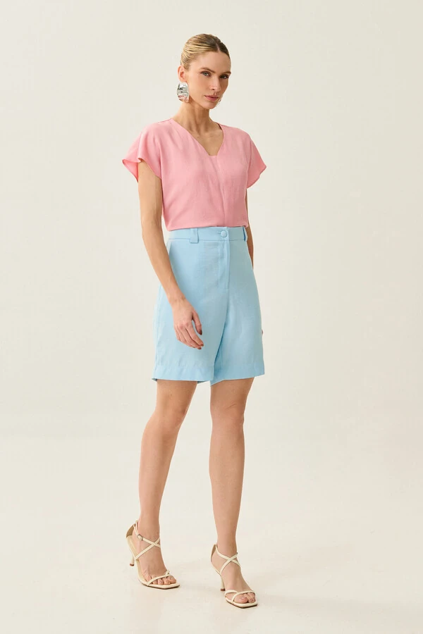 Blusa Manga Morcego Decote V Recorte