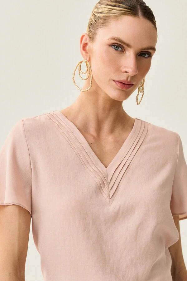 Blusa Decote V Preguinhas Triple