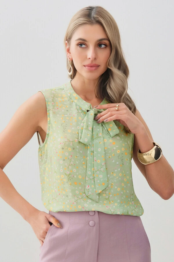 Regata Floral Gola Baixa Laço