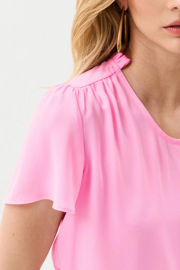 Blusa Mini Gola Franzida Ombro Franzido