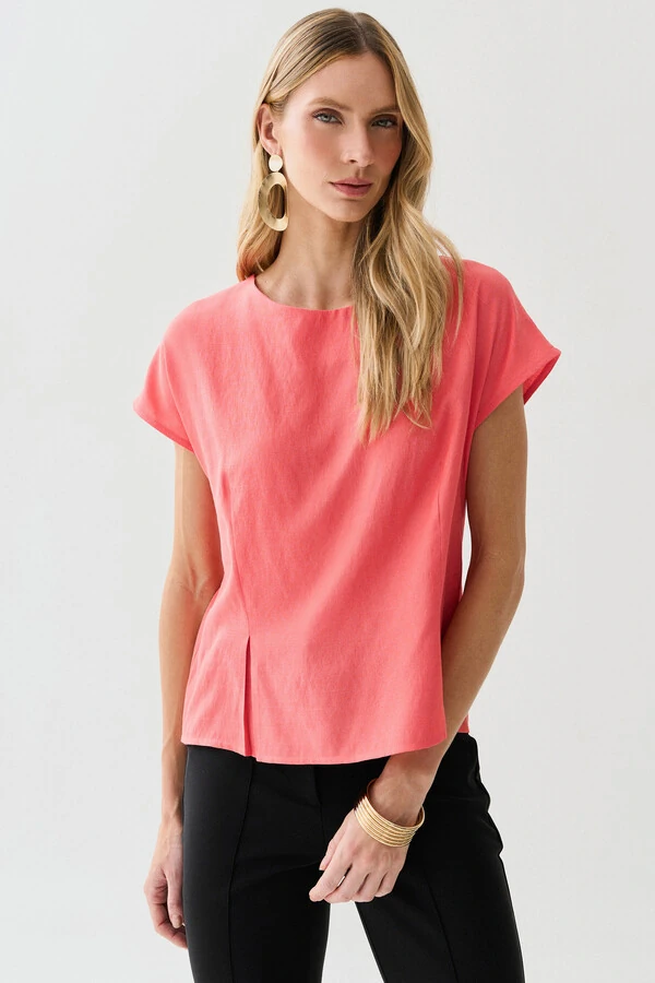 Blusa Acinturada Manga Morcego Pregas