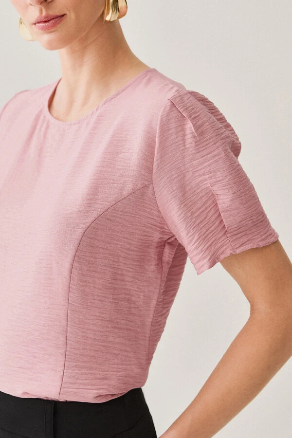 Blusa Manga Prega Recortes
