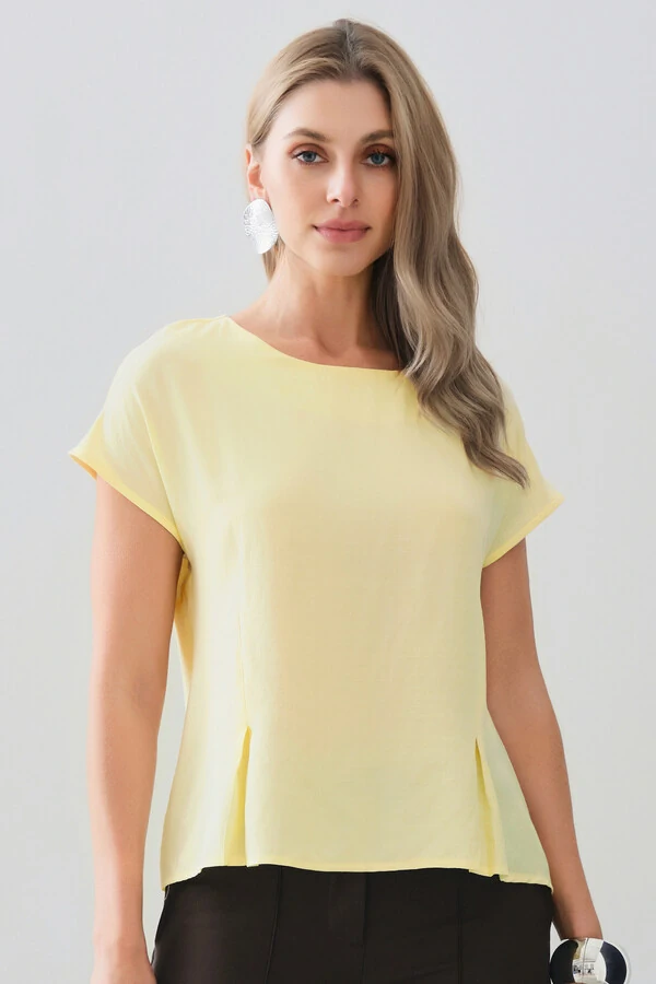 Blusa Acinturada Manga Morcego Pregas