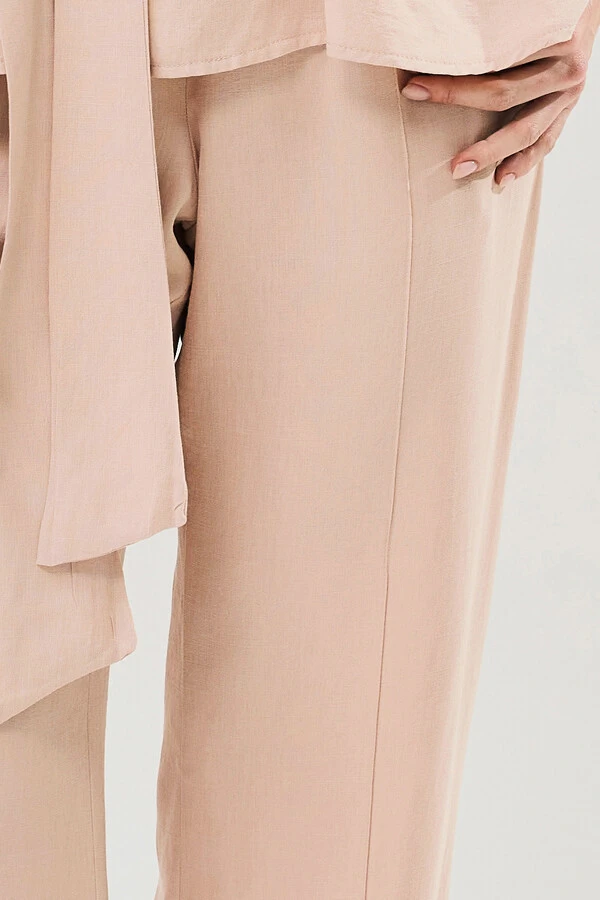 Conjunto de Blusa Regata Frente Única Faixa e Pantalona Nervura