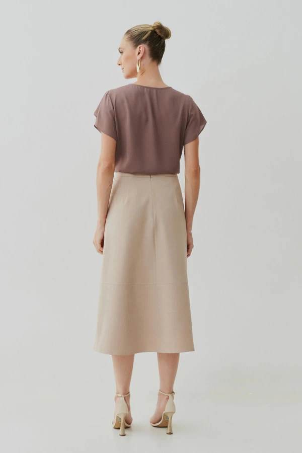 BLUSA MANGA TULIPA DECOTE V DOUBLE RECORTE