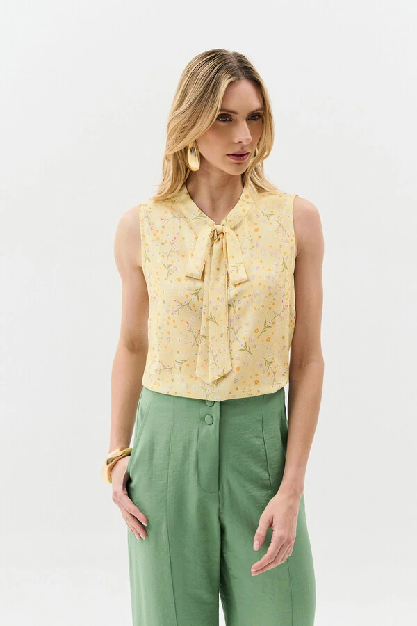 Regata Floral Gola Baixa Laço