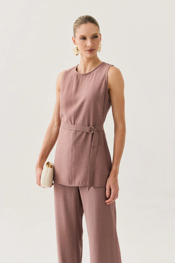 Conjunto de Alfaiataria de Regata Recorte Cinto Fivela