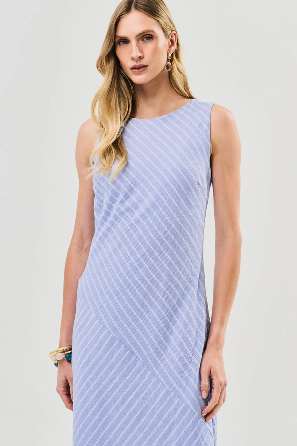 Vestido Midi Regata Assimétrica Listrado Um Ombro Torcido