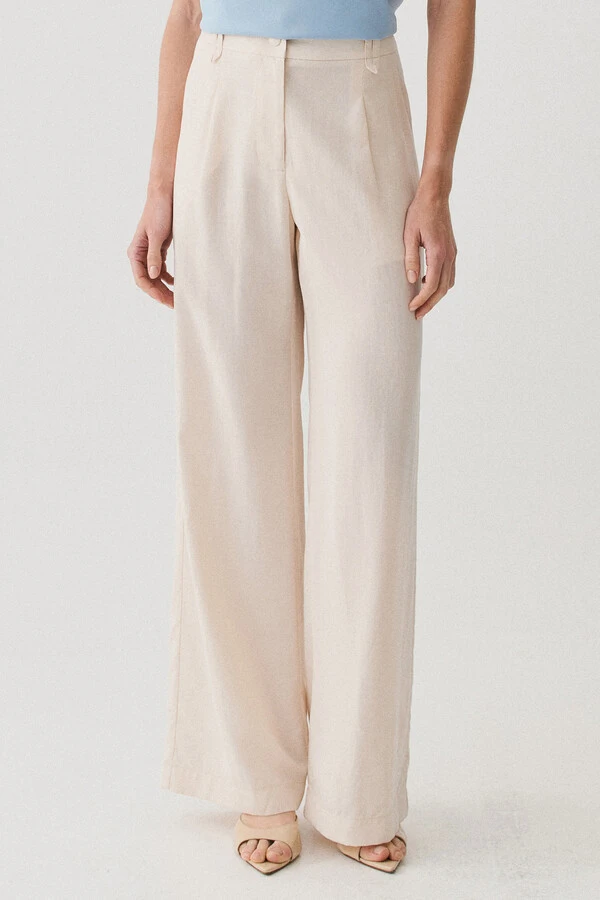 Pantalona Passante Double Prega Botão Forrado