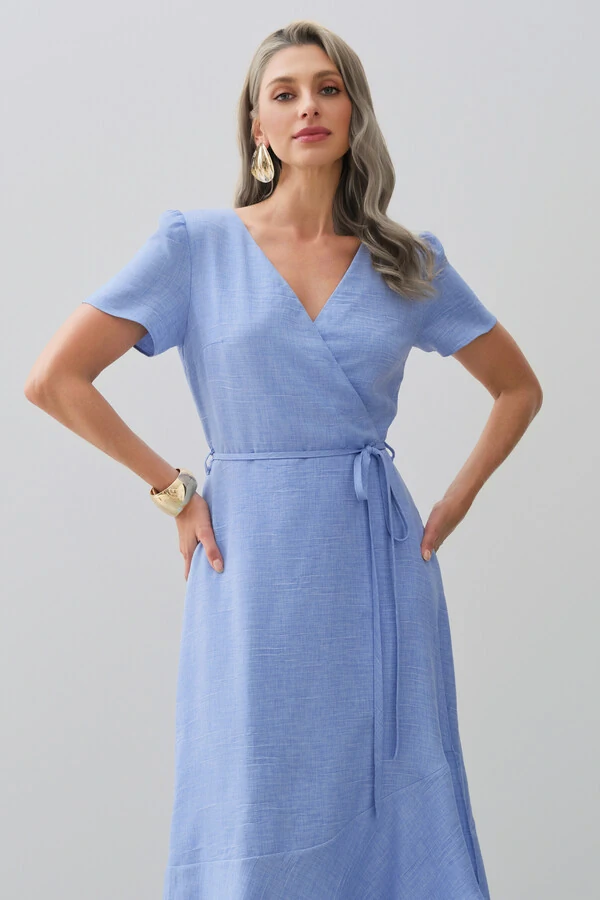 Vestido Midi Transpassado Camada Laço