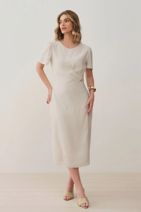 Vestido Midi Leve Transpasse Gold