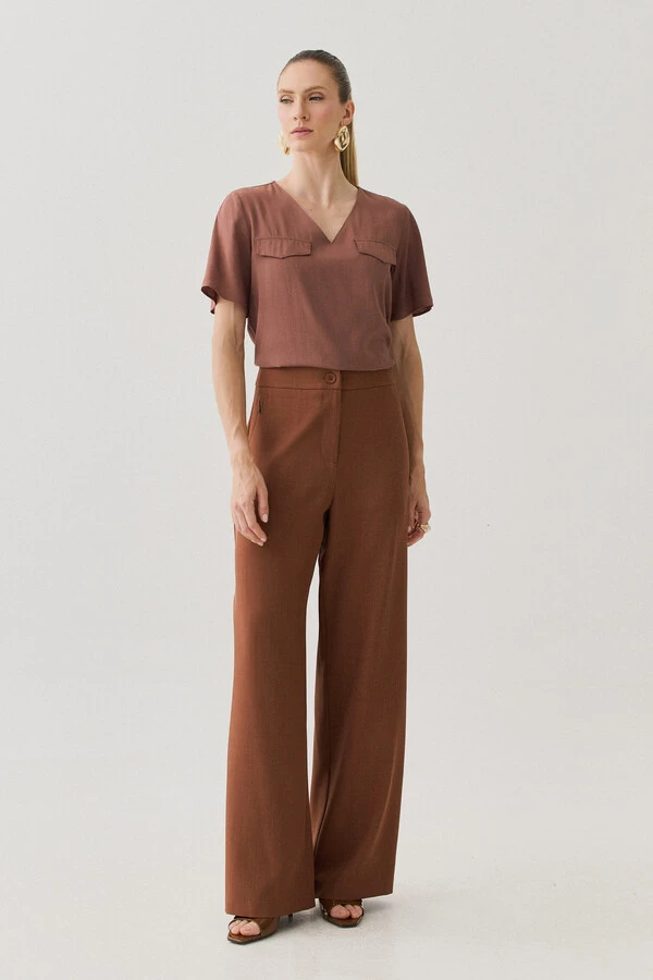 Blusa Decote V Abas