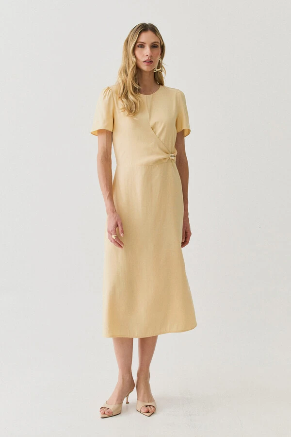 Vestido Midi Leve Transpasse Gold