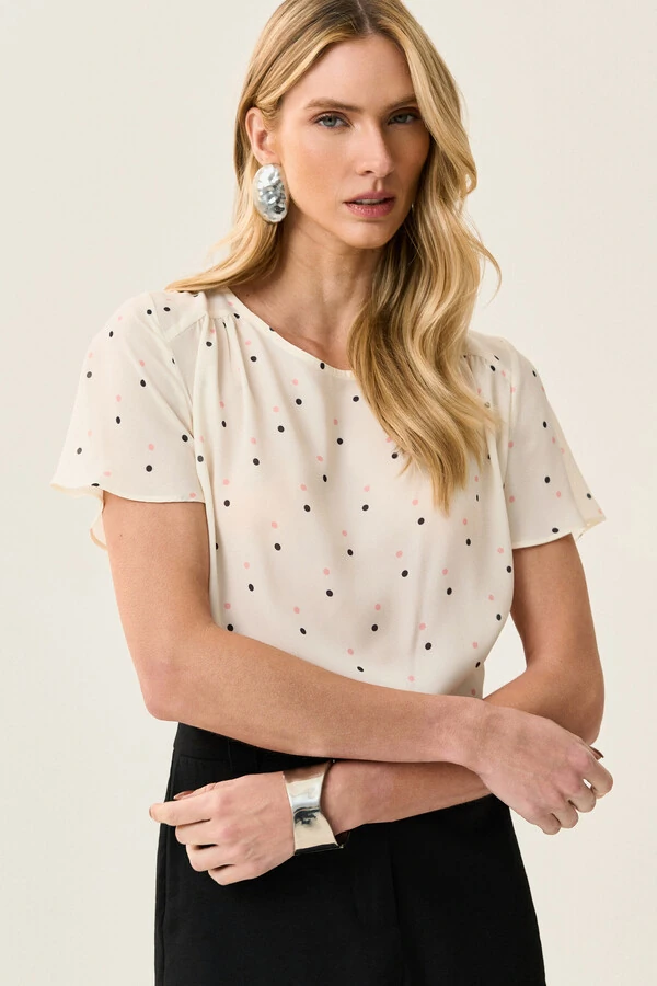 Blusa Poa Ombro Franzido