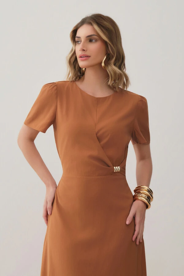 Vestido Midi Leve Transpasse Gold