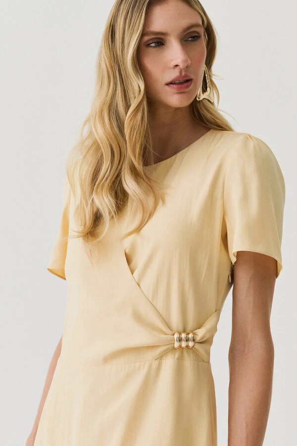 Vestido Midi Leve Transpasse Gold