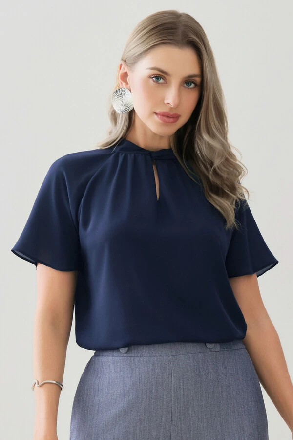 Blusa Manga Ralgan Gola Baixa Torcida Decote Gota Franzido