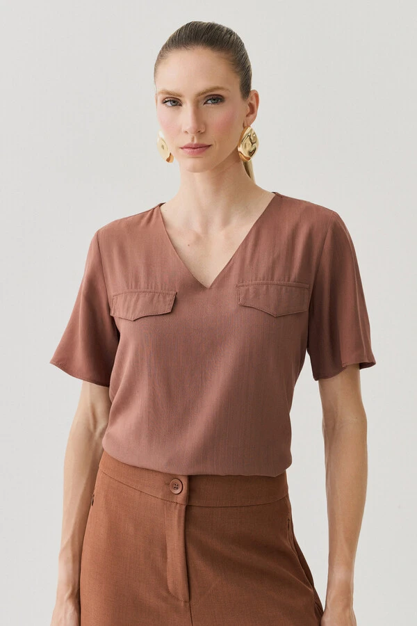 Blusa Decote V Abas